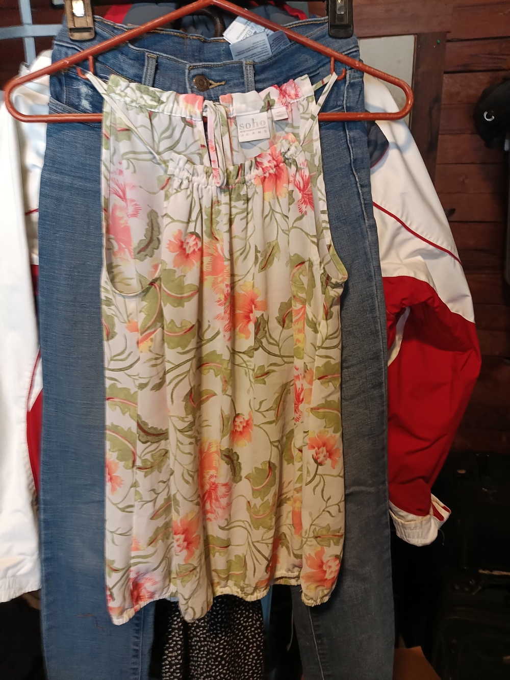 Soho Floral Halter Camisole - Cream with Pink & Green Accents